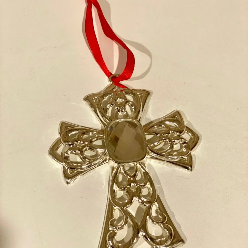 Lenox Silver Cross Christmas Ornament‎ 4.5